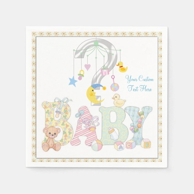 Baby Mobile Gender Reveal Pappra Party Napkins Pappersservett (Framsidan)