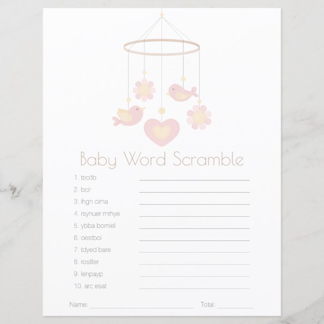Baby Mobile Nesting Party Baby Word Scramble (Framsida)