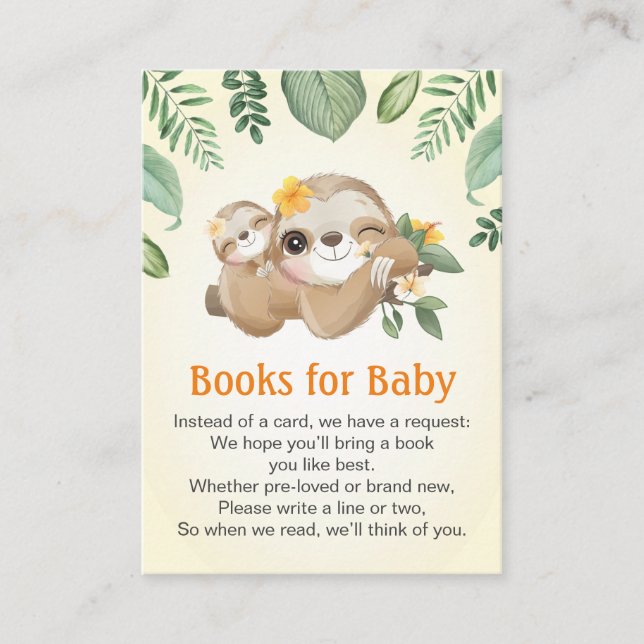Baby Momma Sloths Bokar for Baby Shower Sprinkle Tilläggskort (Framsida)