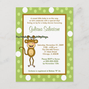 "Baby Monkey" 4 x 5-babyinbjudan till babyvisnings Inbjudningar