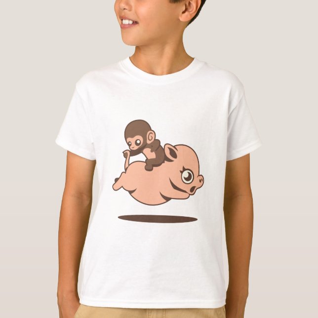 Baby Monkey (bakåt på Gris) Tee Shirt (Framsida)