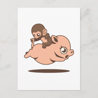 Baby Monkey (bakåt på Gris) Vykort