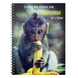 Baby Monkey Eating Banana Anteckningsbok