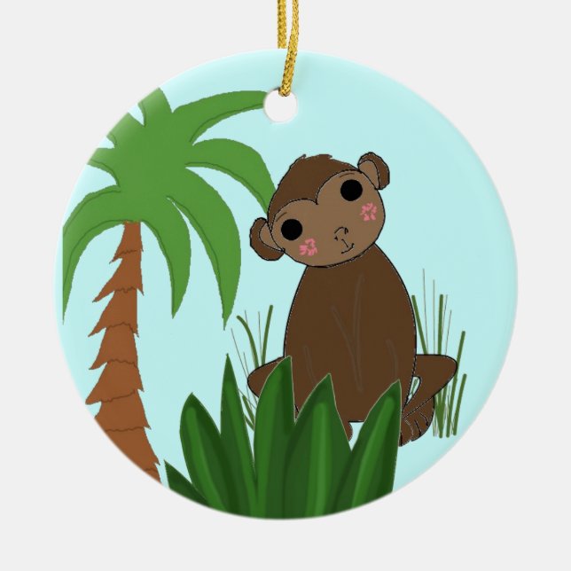 Baby Monkey Julgransprydnad Keramik (Framsidan)
