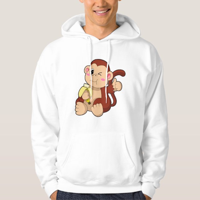 Baby Monkey med Banana Hoodie (Framsida)