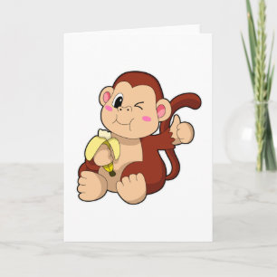Baby Monkey med Banana Kort