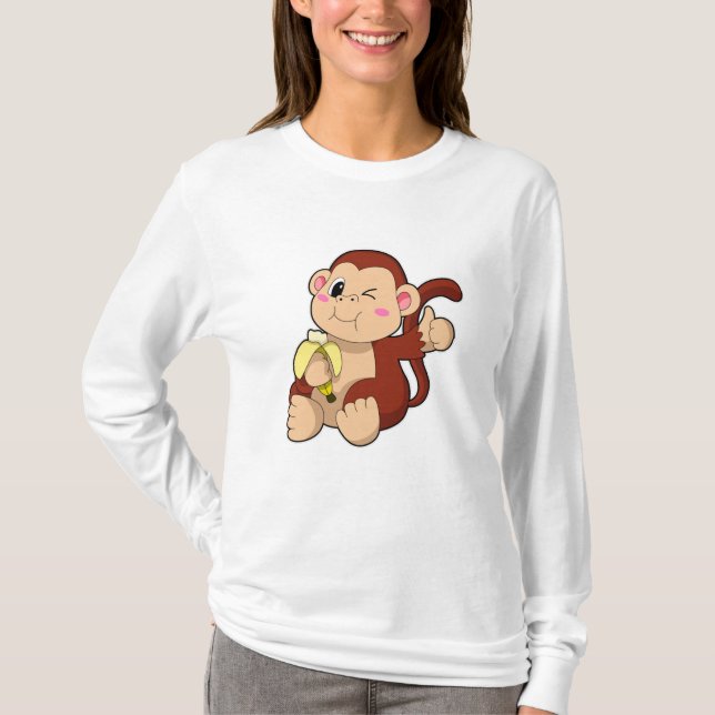 Baby Monkey med Banana T Shirt (Framsida)
