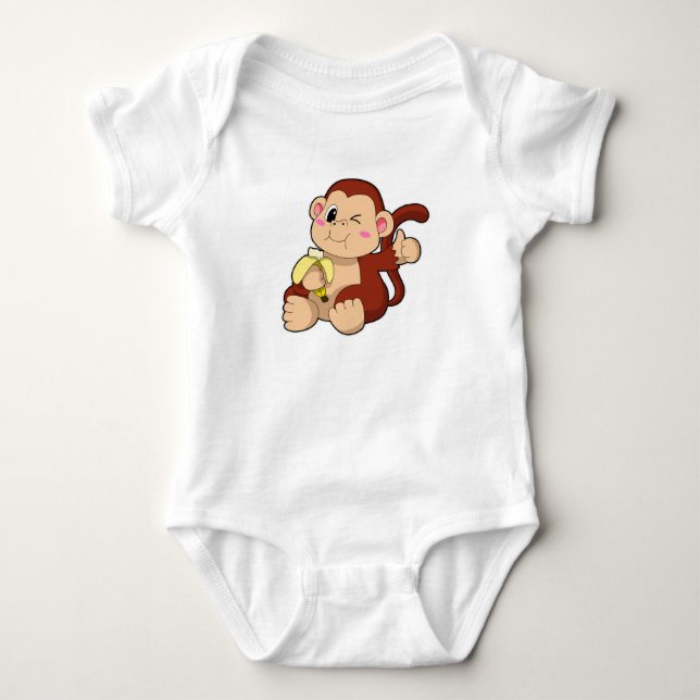 Baby Monkey med Banana T Shirt (Framsida)