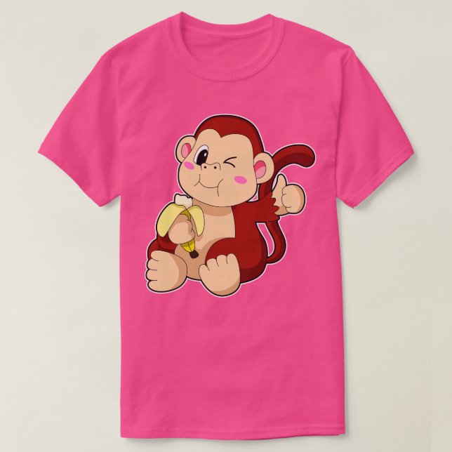 Baby Monkey med Banana T Shirt (Design framsida)