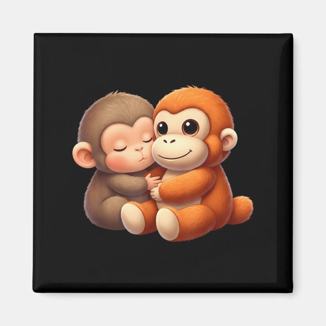 Baby Monkey Punch Team Punch Söt Apa Slår Magnet (Framsidan)
