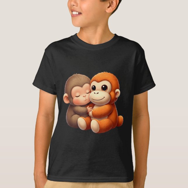 Baby Monkey Punch Team Punch Söt Apa Slår T Shirt (Framsida)