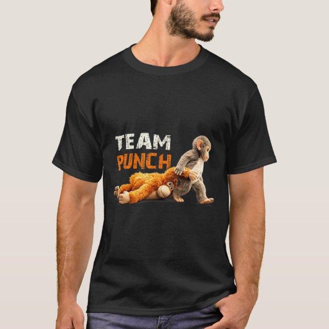 Baby Monkey Punch Team Punch Söt Djurälskare T Shirt (Framsida)