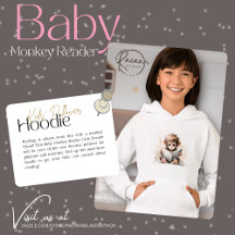 Baby Monkey Reader Flickas Tröja med Hood