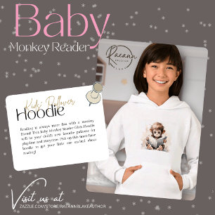 Baby Monkey Reader Girl Girl's Pullover Hoodie T Shirt