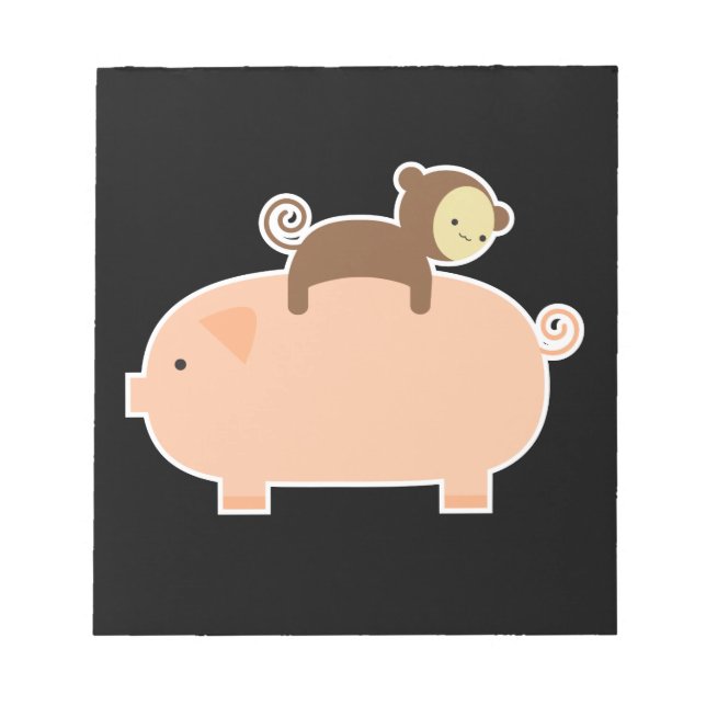 Baby Monkey Riding Backwards vid Gris Anteckningsblock (Framsida)