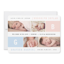 Baby Monogram Boy Girl Twillingar 4 Multifoto Birt