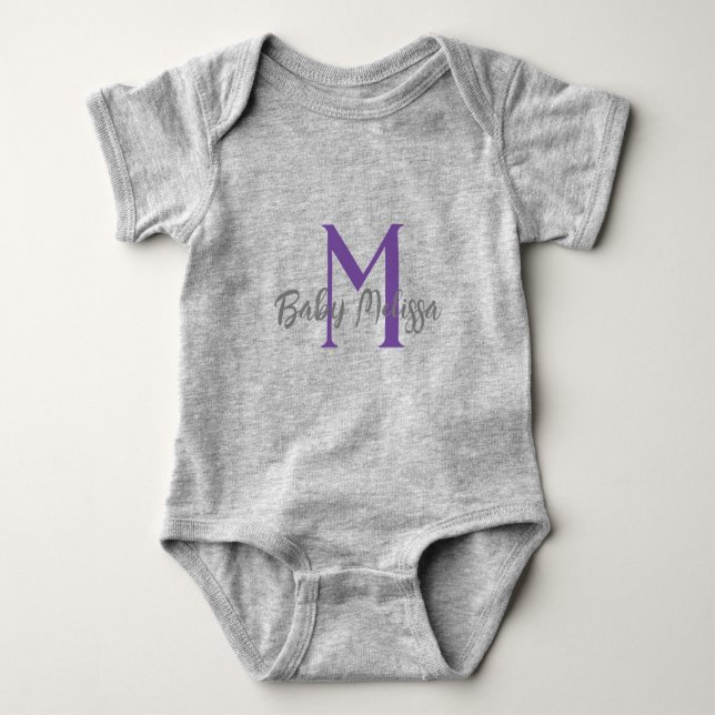 baby monogram grått unisex namn personifiera minim t shirt (Framsida)