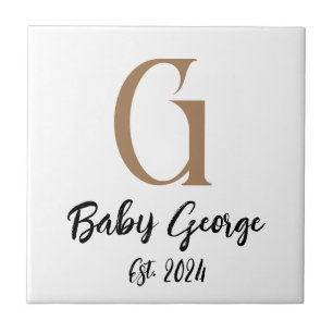 Baby monogram namn minimal enkel kakelplatta