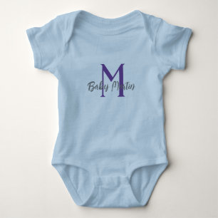 baby monogramblå unisex namn personifiera minimalt t shirt
