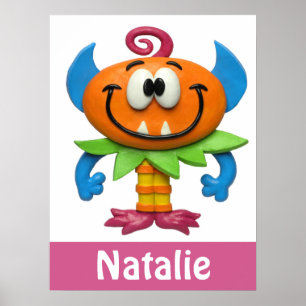 Baby Monster Baby Girl Förlossning Nursery Poster