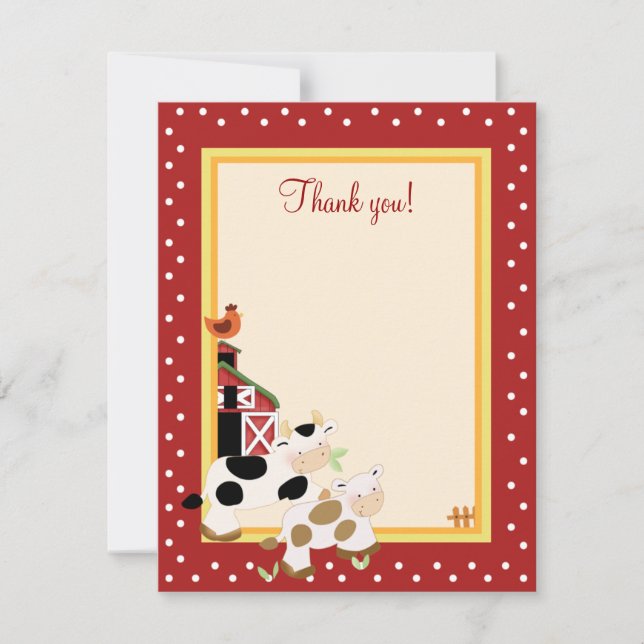 BABY MOO COW (Red) 4x5, platta Tackkort Inbjudningar (Framsida)