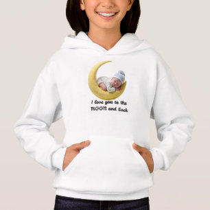 Baby Moon Girls Hoodie – Söt måne & baby mysig bar T Shirt
