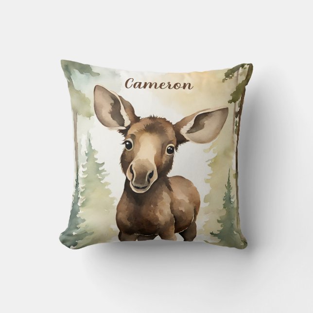 Baby Moose Personlig Kudde (Framsida)
