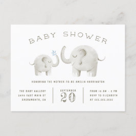 Baby & Mor Elephant Gender Neutral Baby Shower Inbjudan Vykort