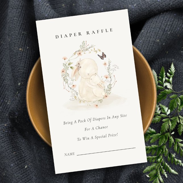 Baby Morsa Bunny Blommigt Diaper Raffle Baby Showe Tilläggskort (Skapare uppladdad)