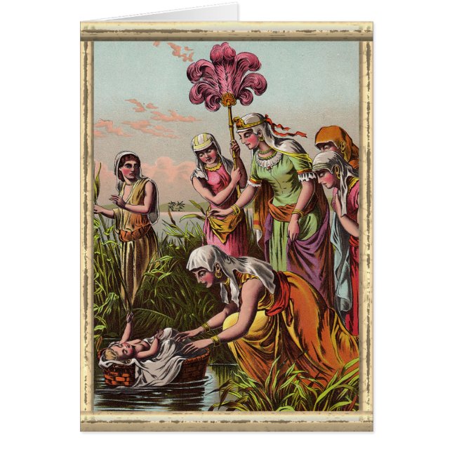 Baby Moses i en basketmålning Hälsningskort (Framsidan)