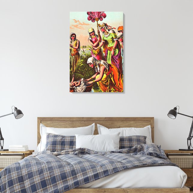 Baby Moses vid floden Wrapped Canvas (Insitu (sovrum))