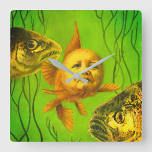 Baby Mutant Goldfish Clock Fyrkantig Klocka