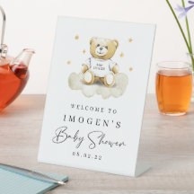 Baby Nalle Baby Shower Welcome Pedestal Sign