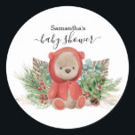 Baby Nalle jul Boho Bouquet Runt Klistermärke<br><div class="desc">Den här designen kan vara personlig i det område som tillhandahålls genom att ändra fotot och/eller text. Du kan också anpassa den genom att klicka på Anpassa den här mallen och sedan välja klicka för att anpassa ytterligare alternativ och ta bort eller ändra färg i bakgrunden, lägga till text, ändra...</div>