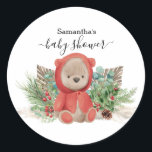 Baby Nalle jul Boho Bouquet Runt Klistermärke<br><div class="desc">Den här designen kan vara personlig i det område som tillhandahålls genom att ändra fotot och/eller text. Du kan också anpassa den genom att klicka på Anpassa den här mallen och sedan välja klicka för att anpassa ytterligare alternativ och ta bort eller ändra färg i bakgrunden, lägga till text, ändra...</div>