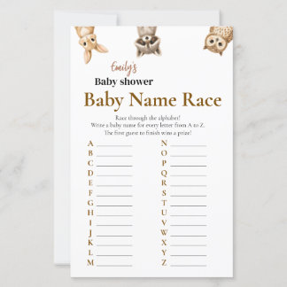 Baby Name Race Baby Shower-spel | Wild One Safari