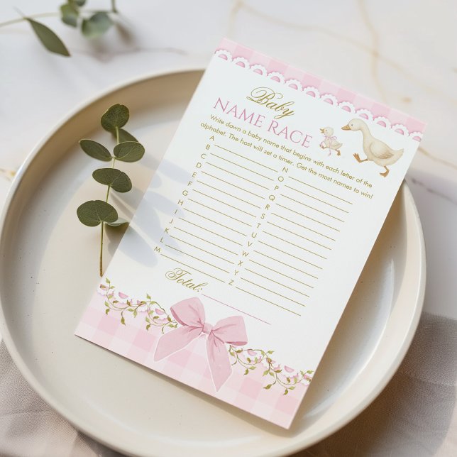 Baby Name Race Silly Goose Pink Baby Shower game (Skapare uppladdad)