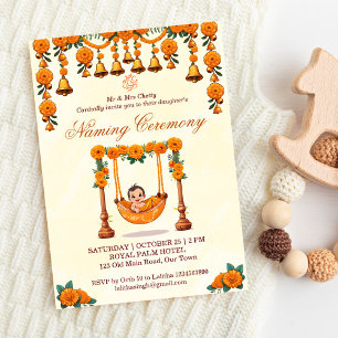 Baby Naming Cradle Indian Ceremony-mall Inbjudningar