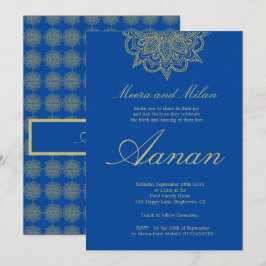 Baby Naming Hindu Namkaran Ceremony Blue Inbjudningar