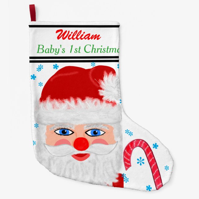 Baby Namn 1:a jultomten Candy cane Stor Julstrumpa (Framsidan)