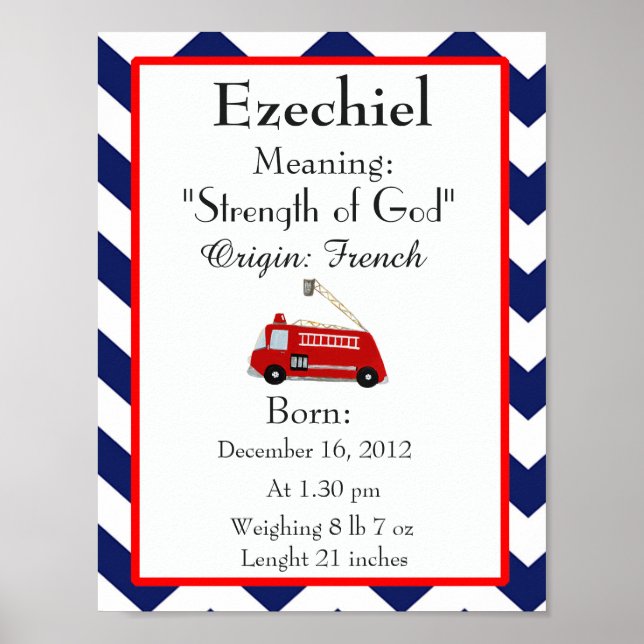Baby Namn betyder keepsaksdaghemmet Ezechiel namn Poster (Framsidan)