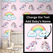 Baby Namn, Cute Unicorns och Rainbow på Rosa