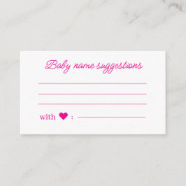 Baby namn-förslag, rosa minimalistisk babydusch tilläggskort