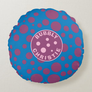 Baby Namn Lila Polka dots BubLY Blue Trippy Rund Kudde