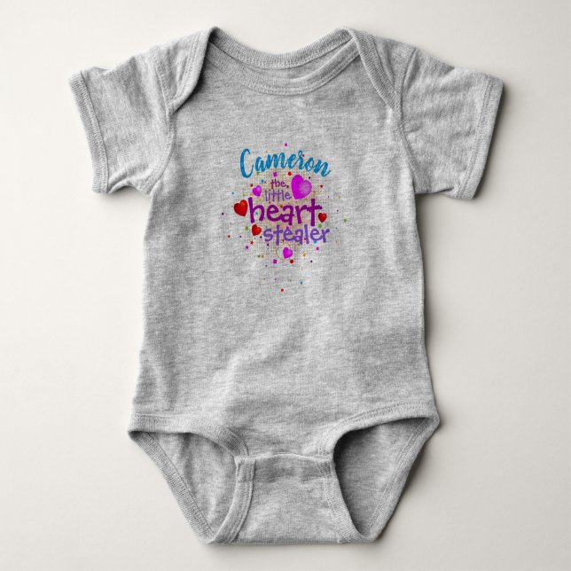(Baby Namn) Little Heart Stealer T Shirt (Framsida)