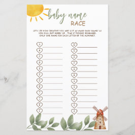 Baby Namn Lopp Spelet Gårds Djur Baby Shower