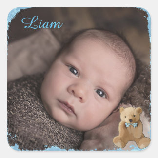 Baby Namn och Photo Sticker Fyrkantigt Klistermärke