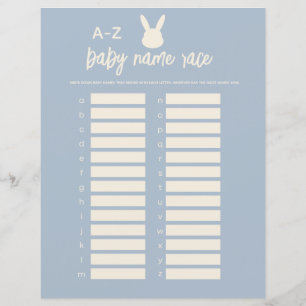 Baby Namn Race Game blå kanin baby shower