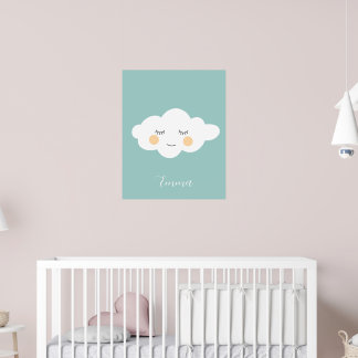 Baby Namn Sömnig Kawaii Cloud Pastel Poster