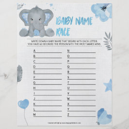 Baby Namn Tävling [Baby Elephant [Blue] Brevhuvud